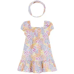 Jurk met haarbandje (dahlia)