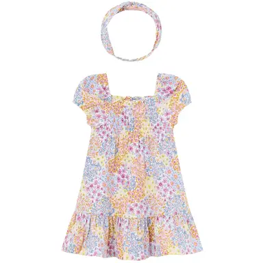 Jurk met haarbandje (dahlia)