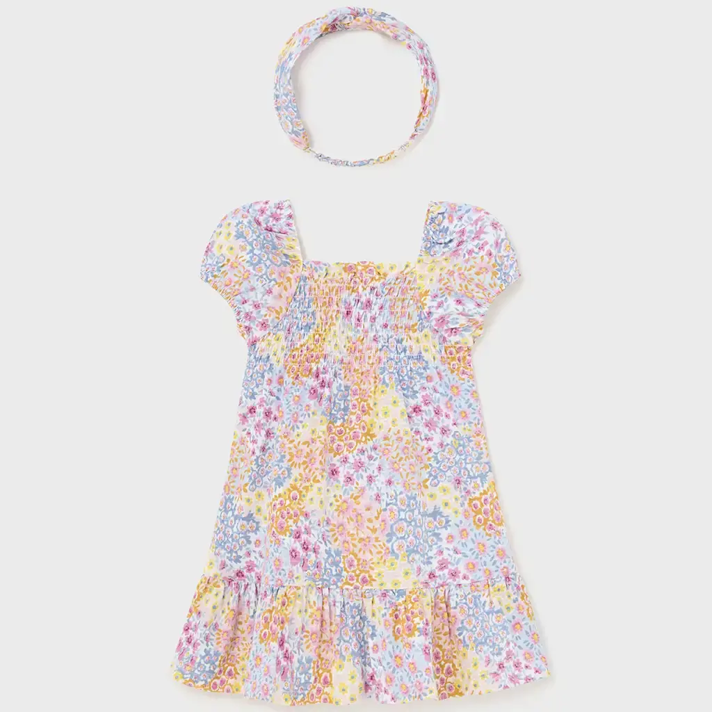 Jurk met haarbandje (dahlia)