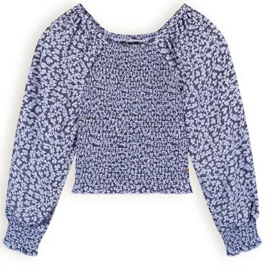 Blouse Tessa smocked denim (satin blue)