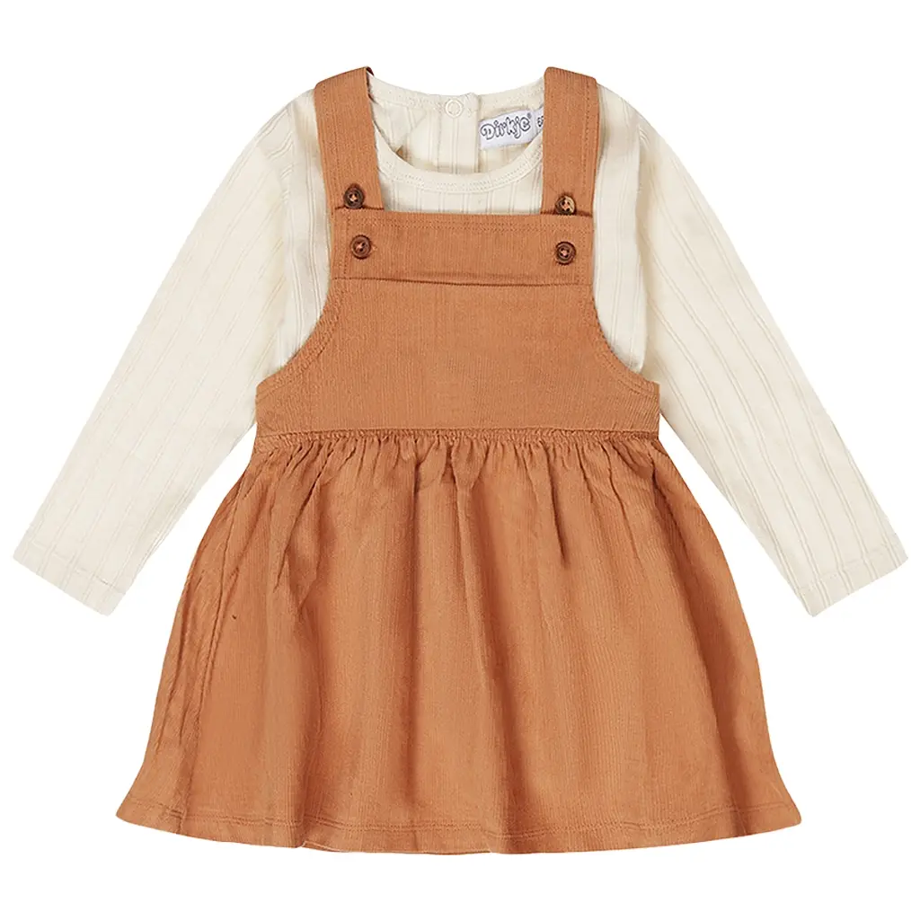 Set jurk met shirt Good vibes (brown)