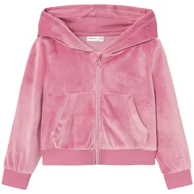 Vestje hoodie fluweel Stephanie (mauve orchid)