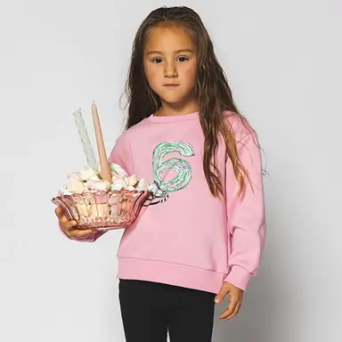 Verjaardagstrui "6" in kadoverpakking (old pink)