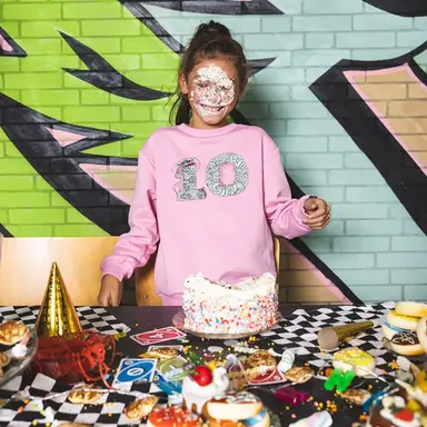 Verjaardagstrui "10" in kadoverpakking (old pink)