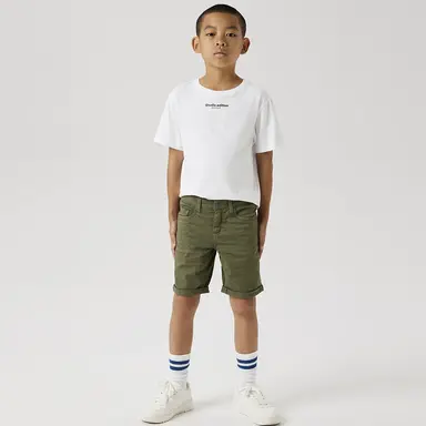 Nette korte broek twill SLIM FIT Silas (deep lichen green)