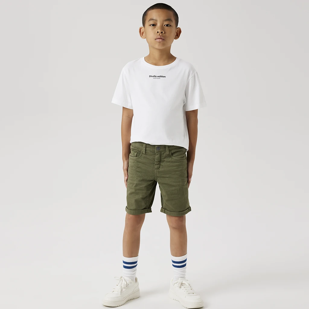Name It-collectie Nette korte broek twill SLIM FIT Silas (deep lichen green)