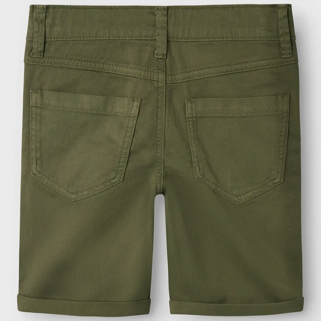 Nette korte broek twill SLIM FIT Silas (deep lichen green)