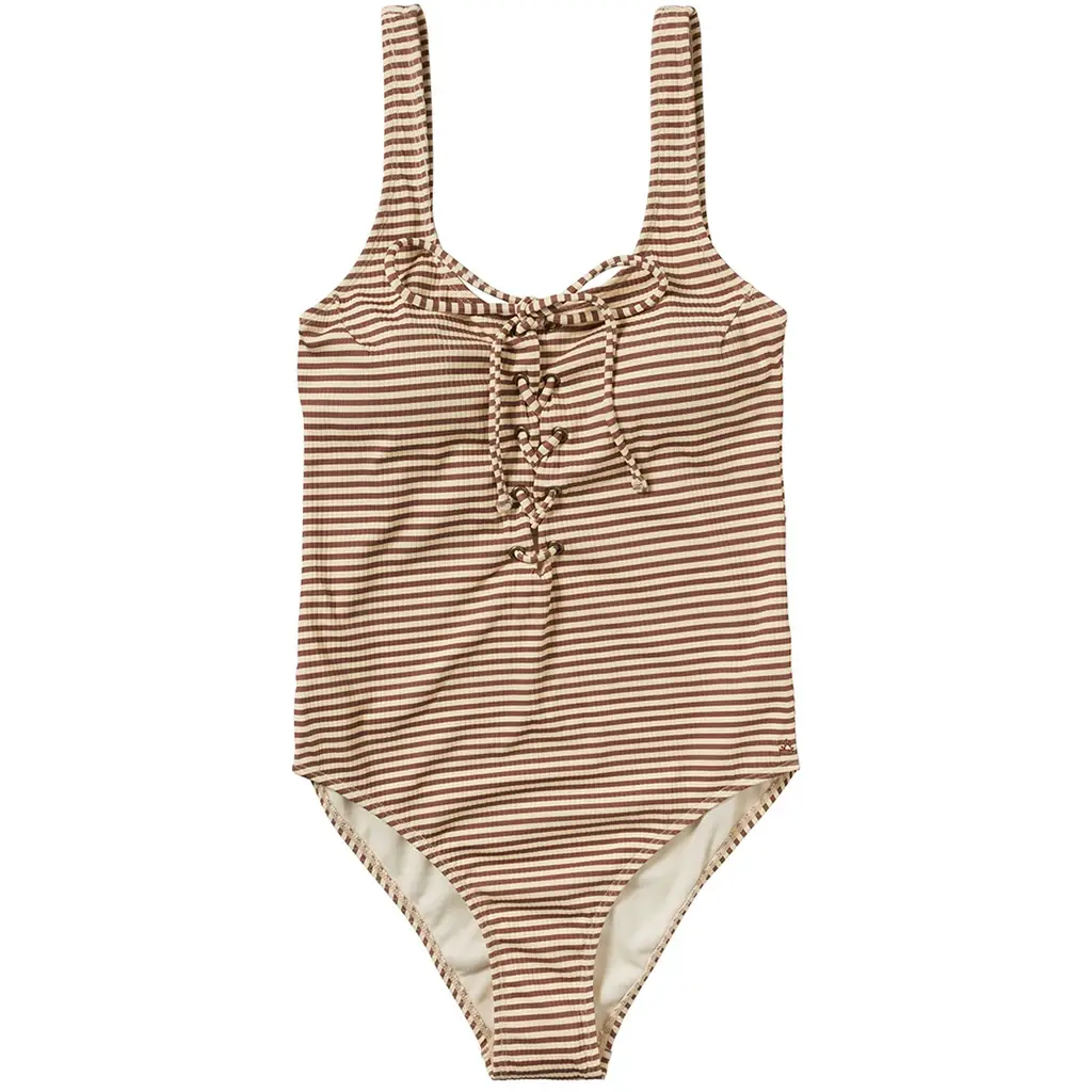 Badpak Rib Stripe MOEDER (carob brown)