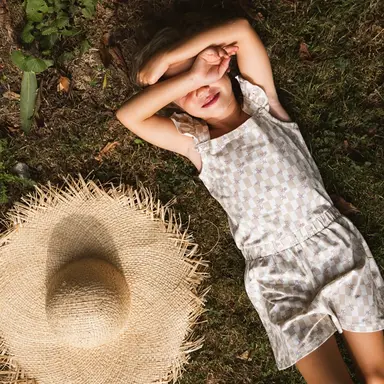 Jumpsuit Fauve (aop white check)