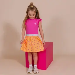 Jurk Fabienna (aop orange sketch)