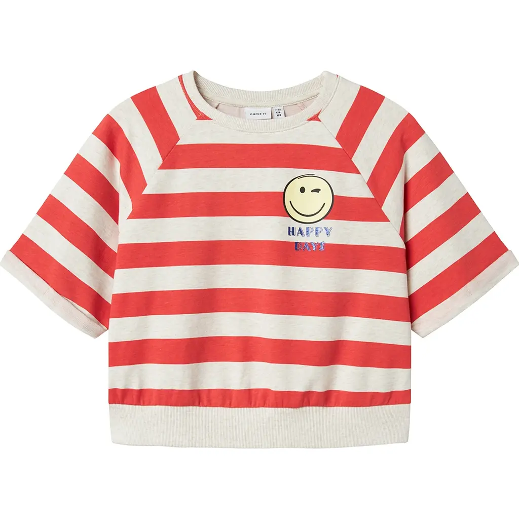 T-shirt sweat CROPPED Happy (spiced coral)