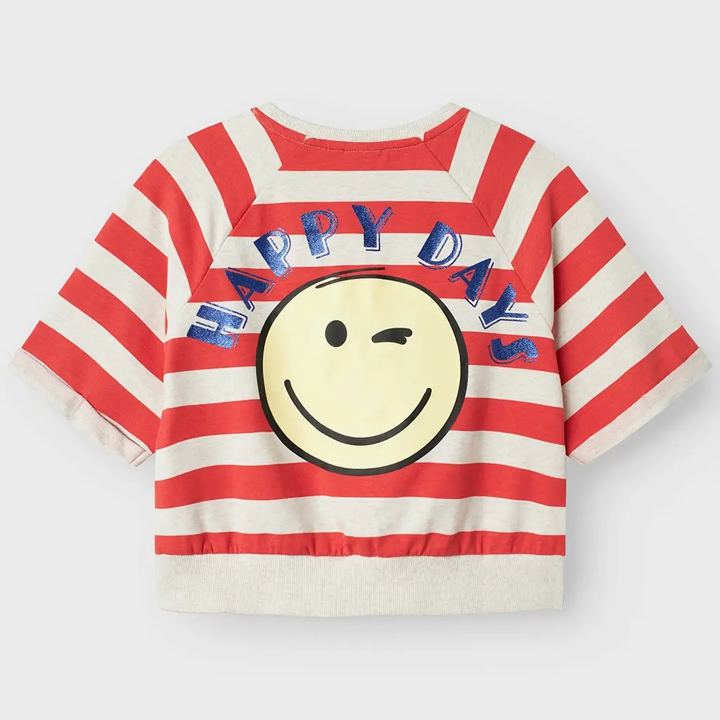 T-shirt sweat CROPPED Happy (spiced coral)