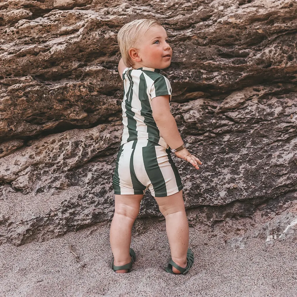 Zwembroekje Wide Stripe (bronze green)