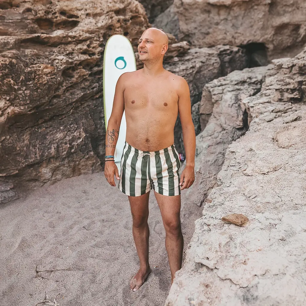 VADER Zwembroek Wide Stripe (bronze green)