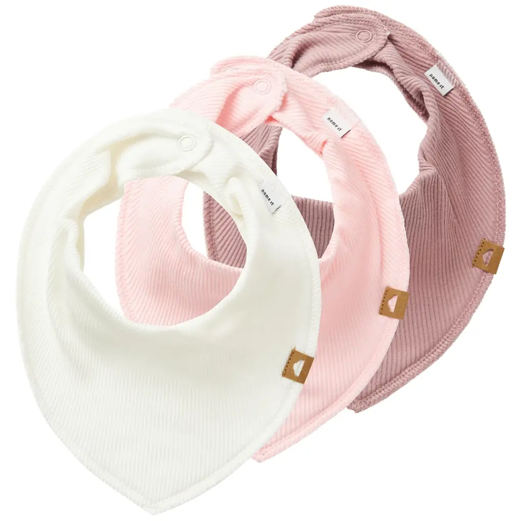 Drie slabbetjes Yvetti (parfait pink/deauville mauve/jet stream)