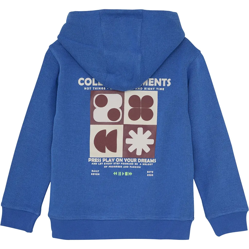 Trui hoodie bakcprint (dusty kobalt)