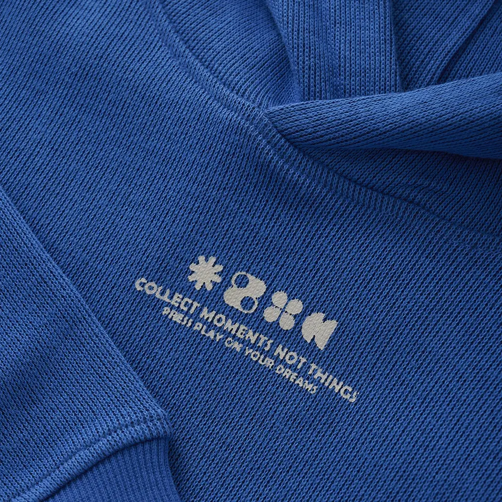 Trui hoodie backprint (dusty kobalt)