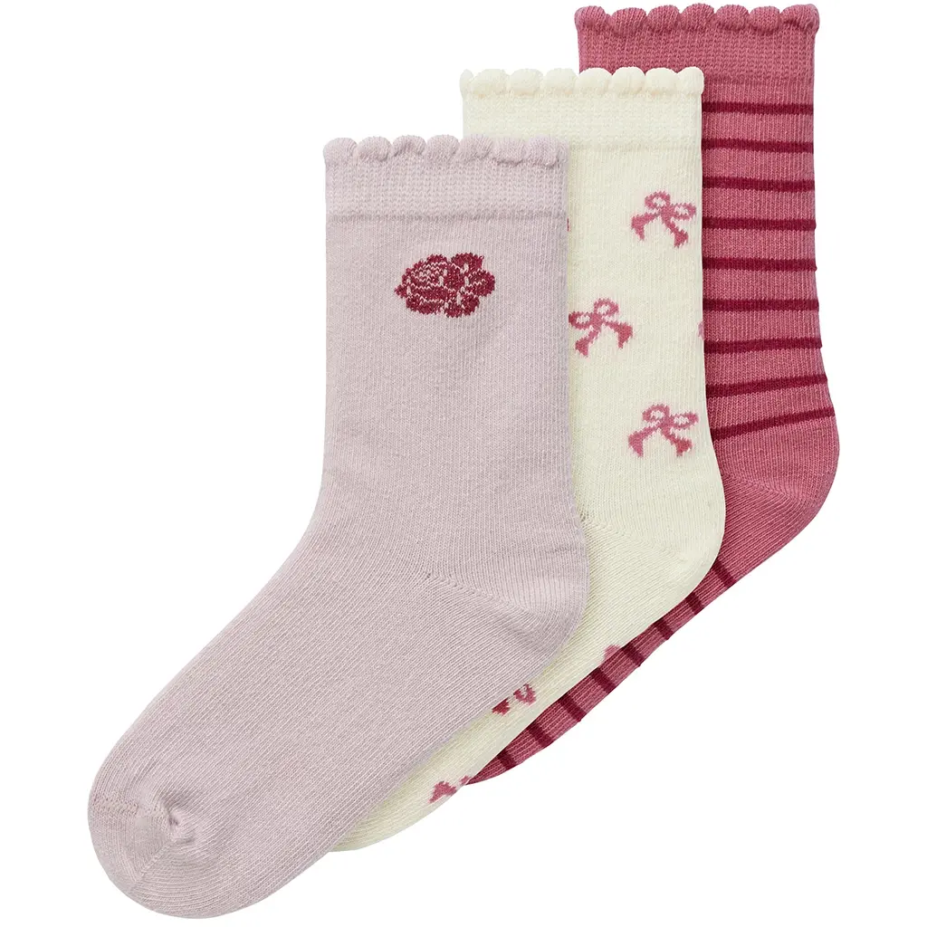 Drie paar sokken Kimi (cloud dancer/burnsihed lilac/rapture rose)