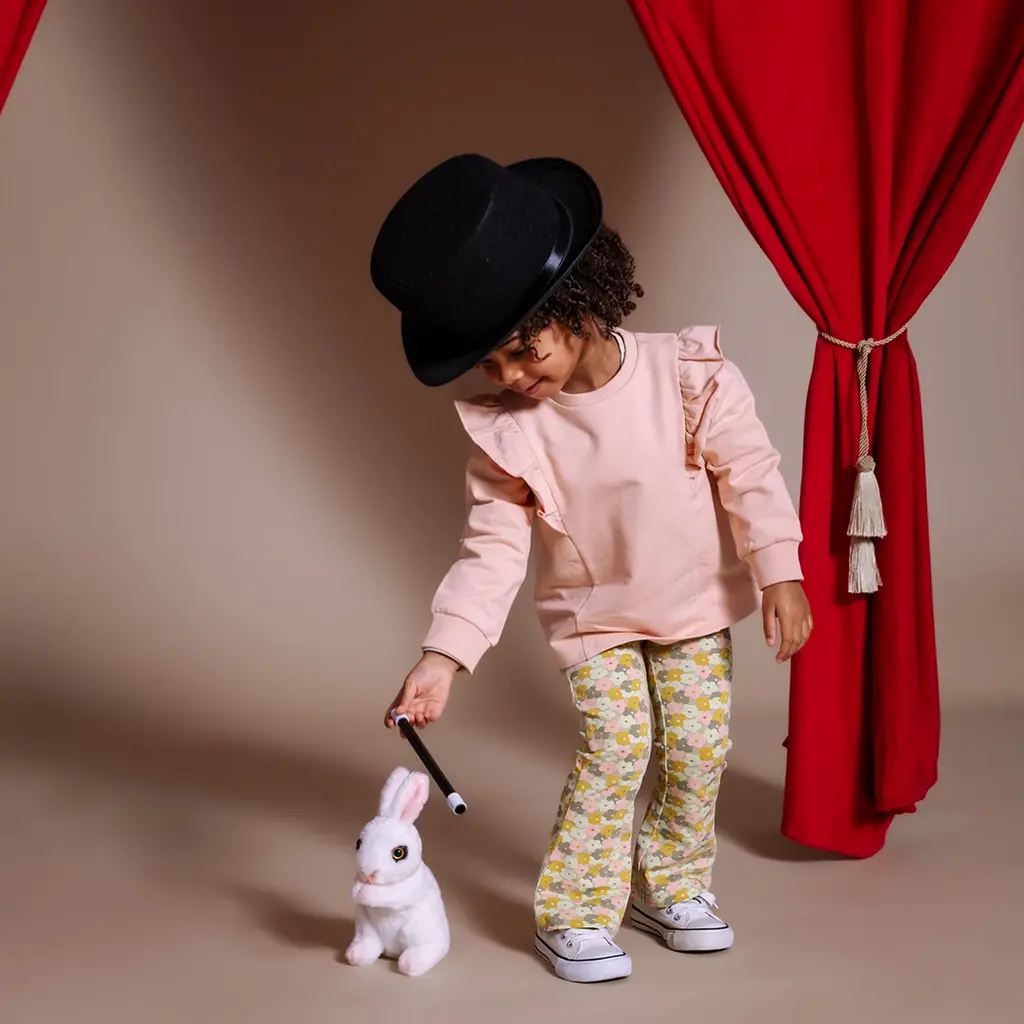 Broek Izzy flared (aop pink flower)