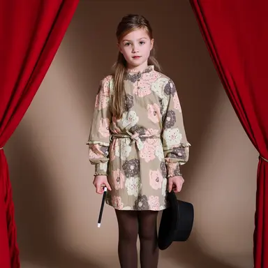 Jurk Hailey (aop green flower)