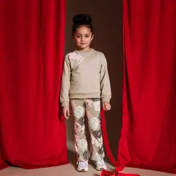 Broek Holt flared (aop green flower)