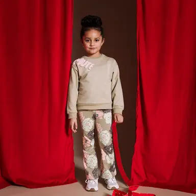 Broek Holt flared (aop green flower)