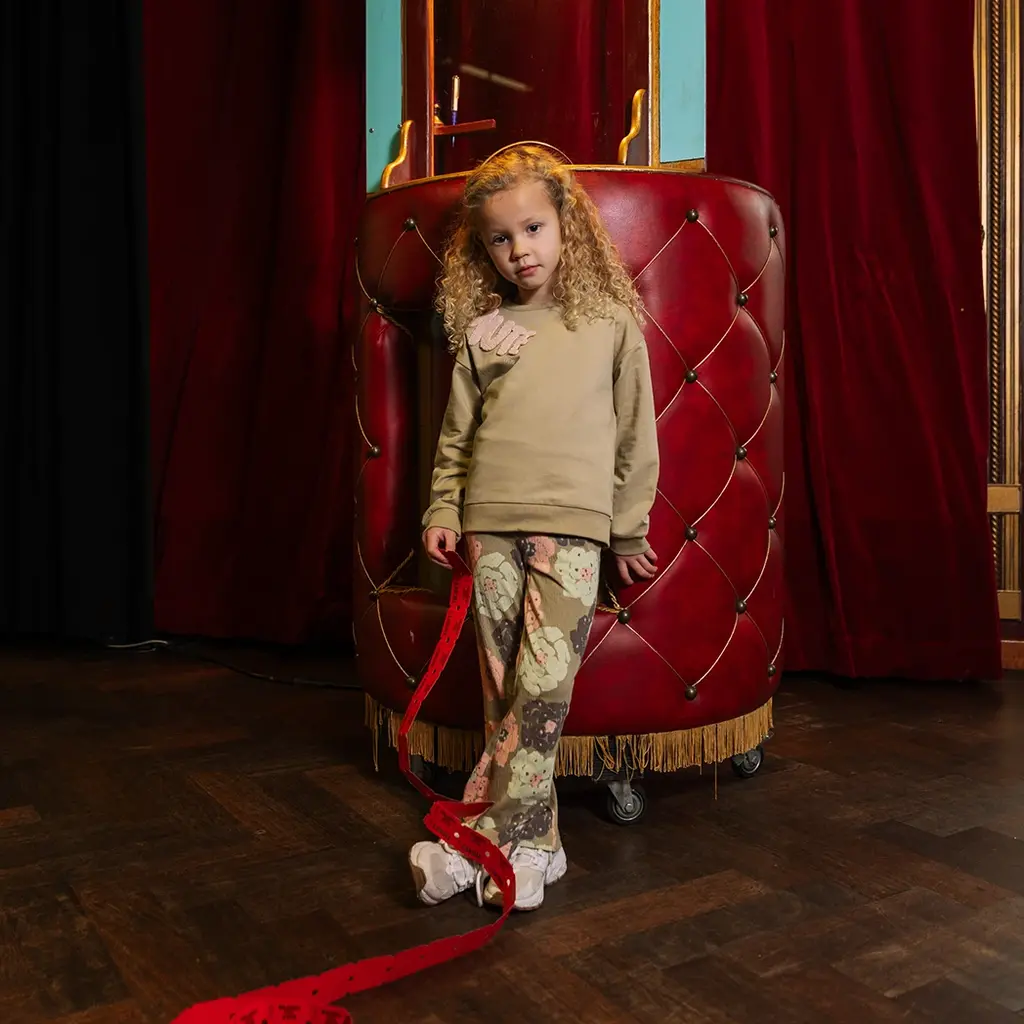 Broek Holt flared (aop green flower)