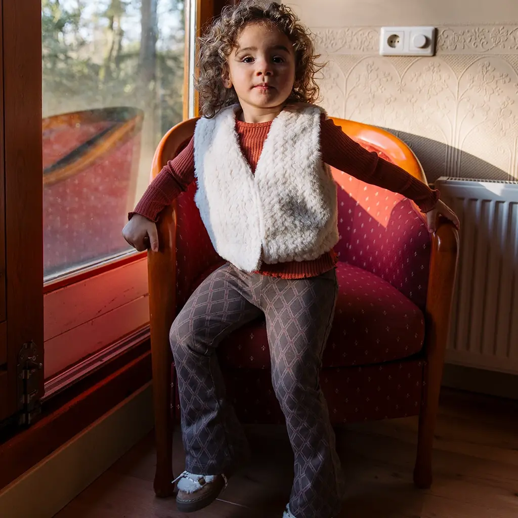 Broek flared Vita (aop taupe lines)