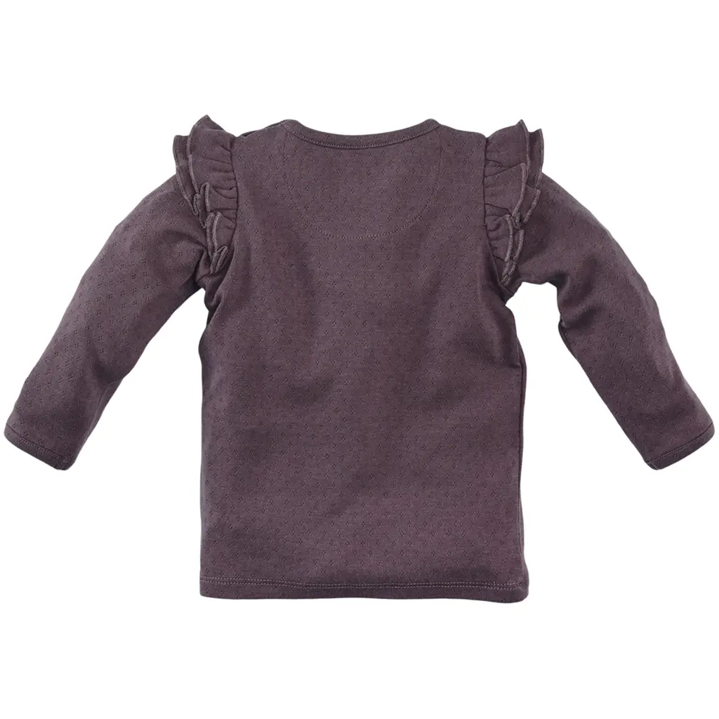 Longsleeve pointelle ruffle Neva (frosted plum)