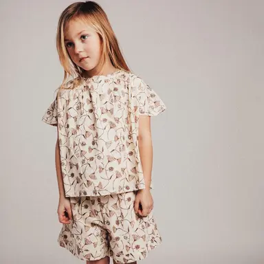 Korte broek Rosa (creme oat aop)