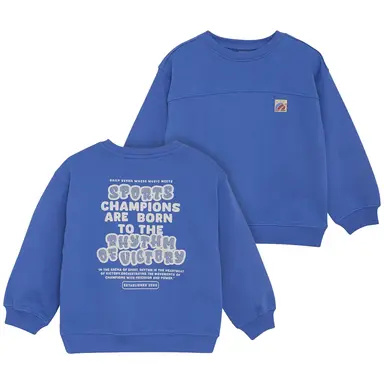 Trui oversized backprint (dusty kobalt)