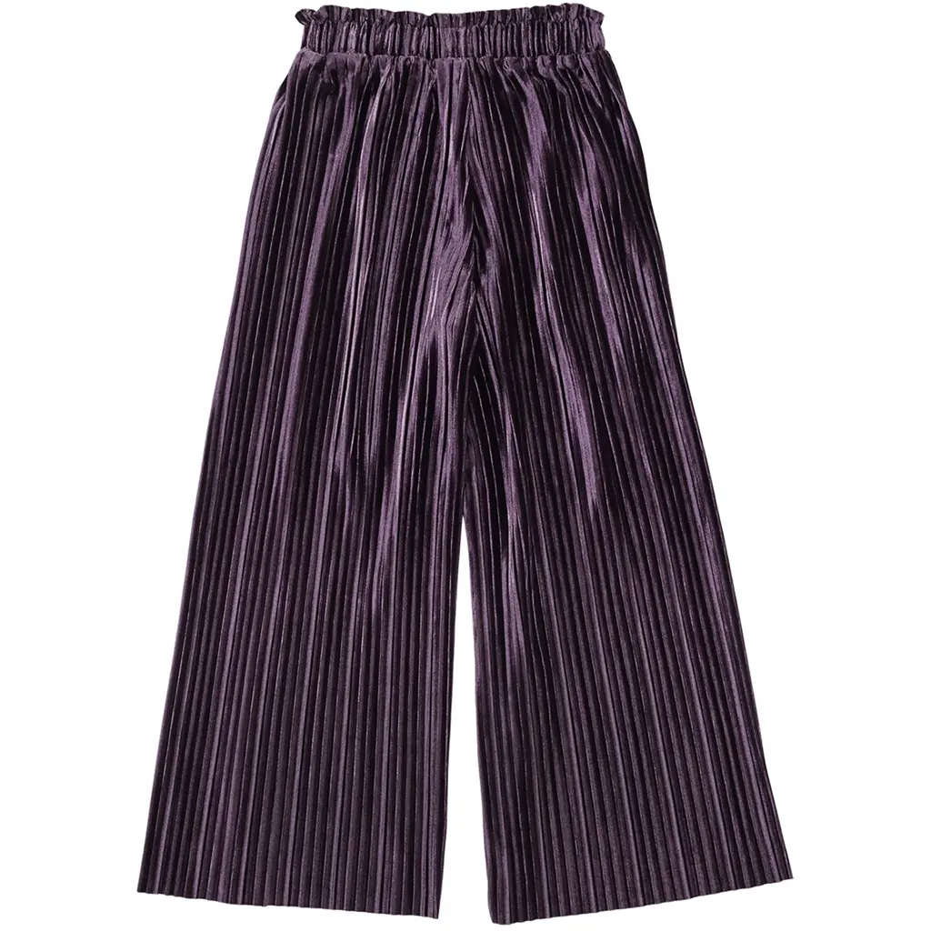 Broek WIDE FIT velvet plisse Maral (wineberry)