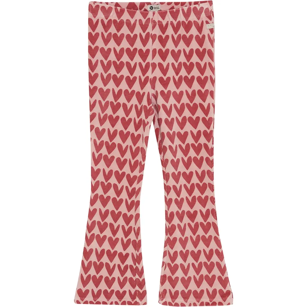 Broek badstof flared heart (pale mauve)