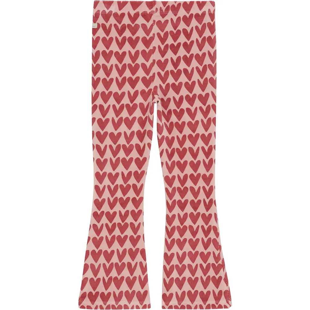 Broek badstof flared heart (pale mauve)