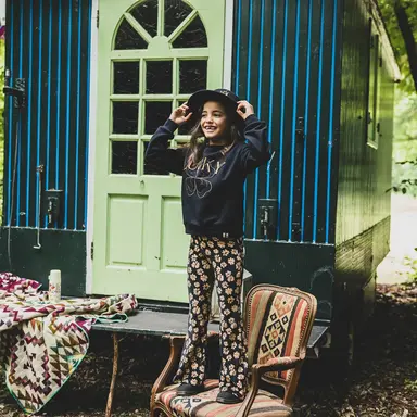 Broek flared velvet (soft winterflower)