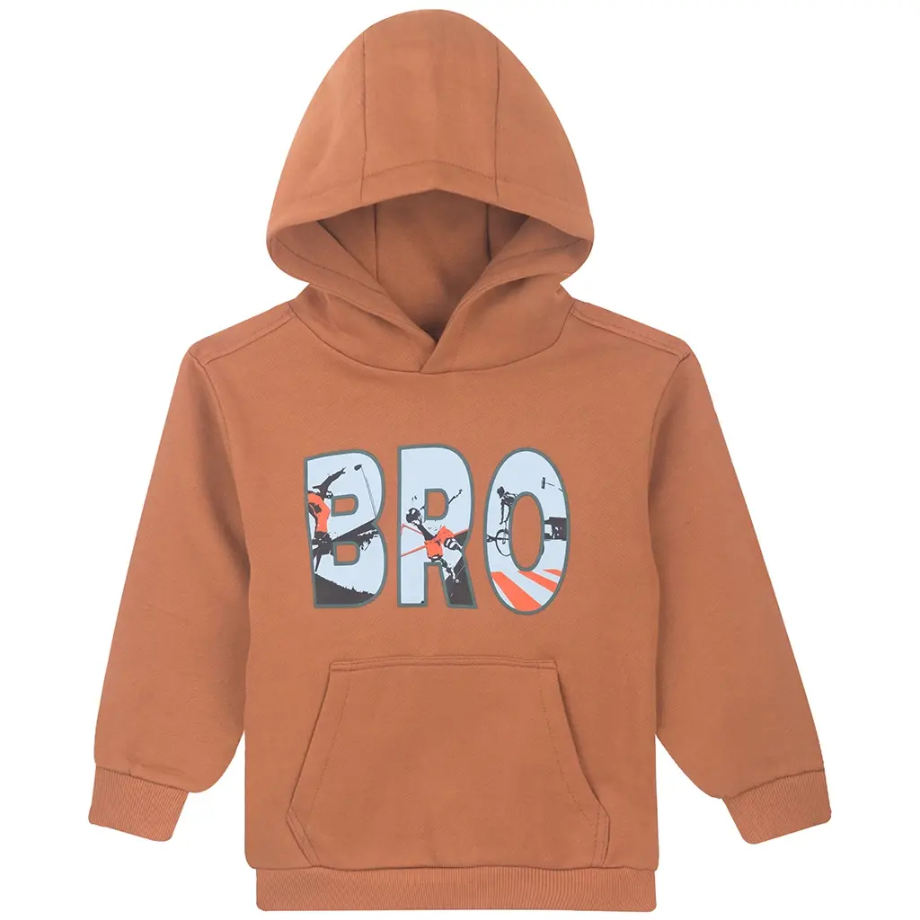 Trui hoodie Awaits (cognac)