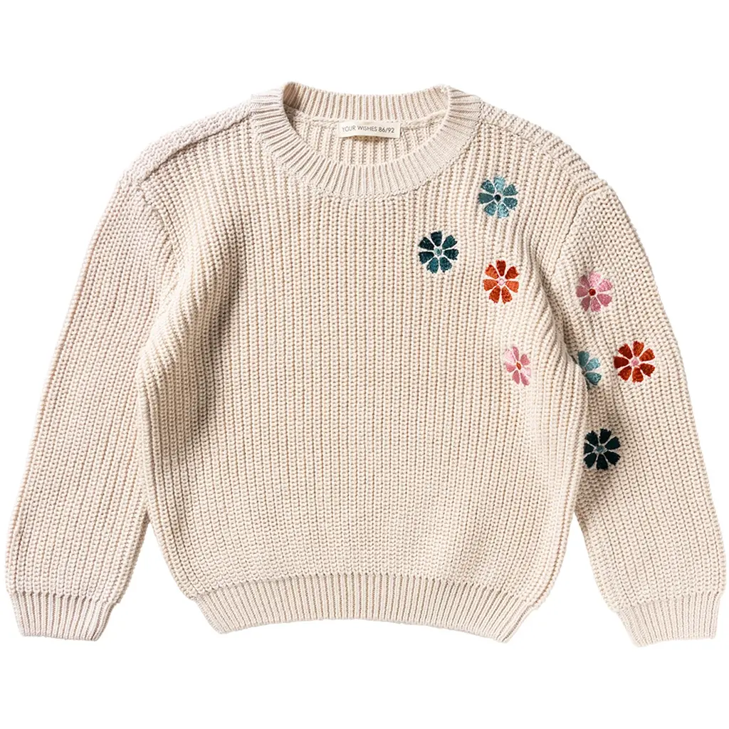 Gebreide trui flowers (oyster gray)