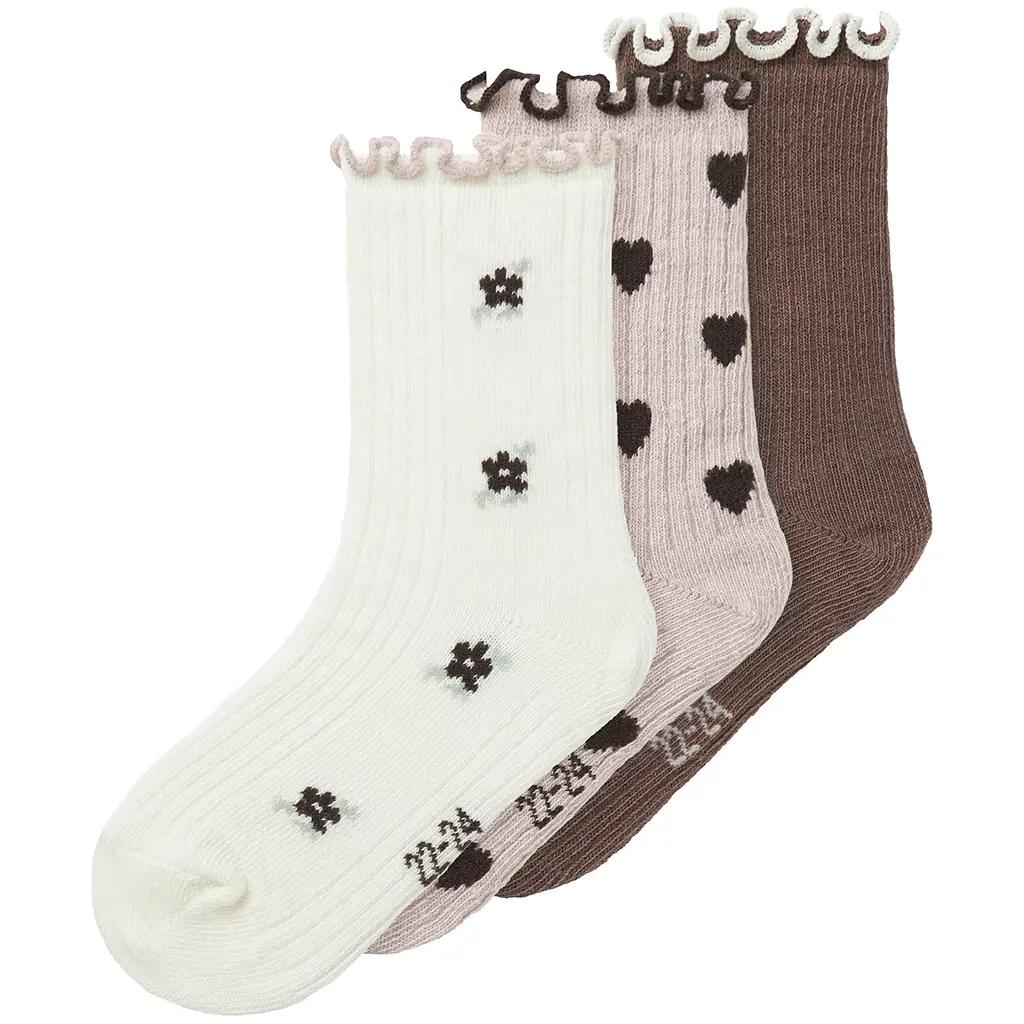 Drie paar sokken Netti (peppercorn/burnshed lilac/cloud dancer)