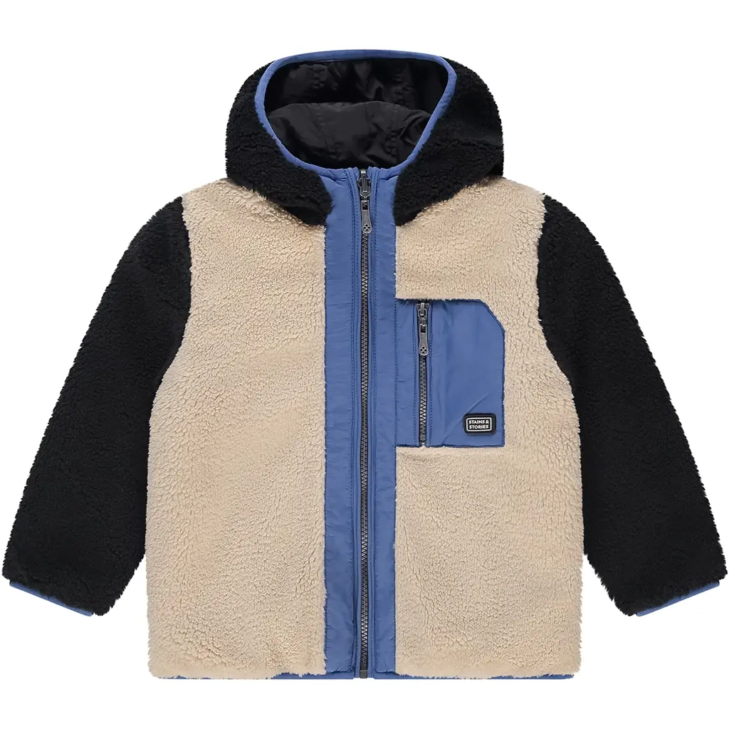 Winterjas teddy REVERSIBLE (night)