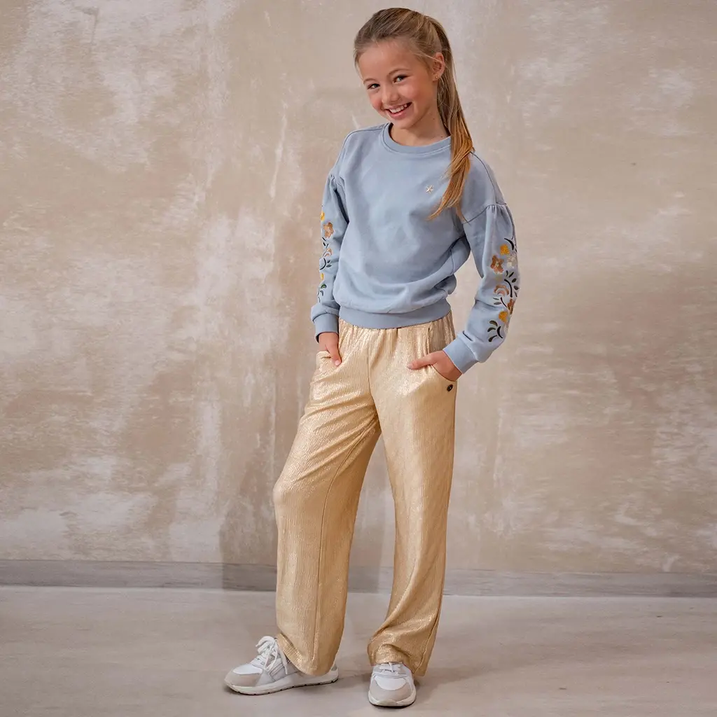 Broek Fenya metallic straight fit (soft gold)