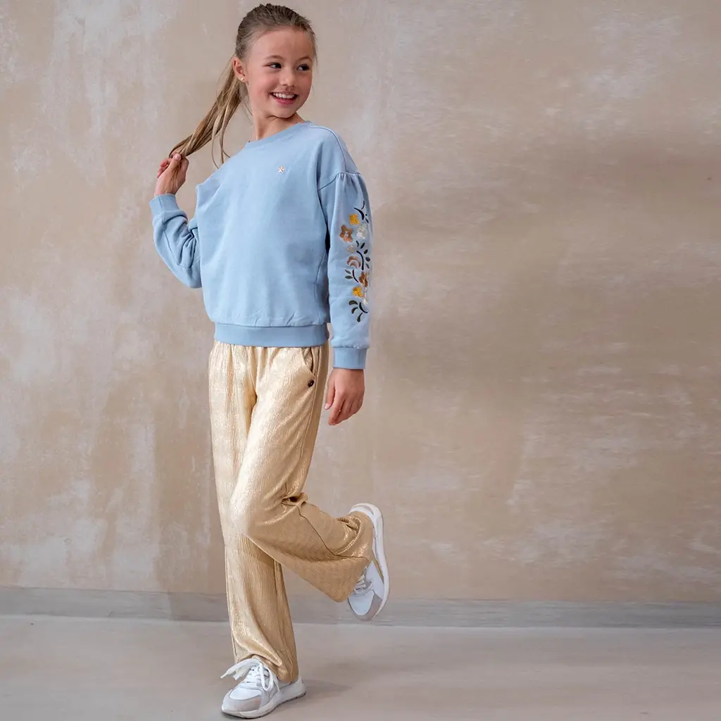 Broek Fenya metallic straight fit (soft gold)