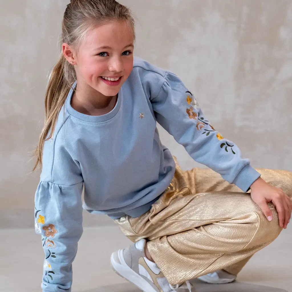 Broek Fenya metallic straight fit (soft gold)