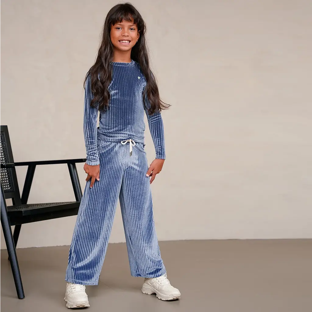 Broek Fem velvet wide fit (ice blue)