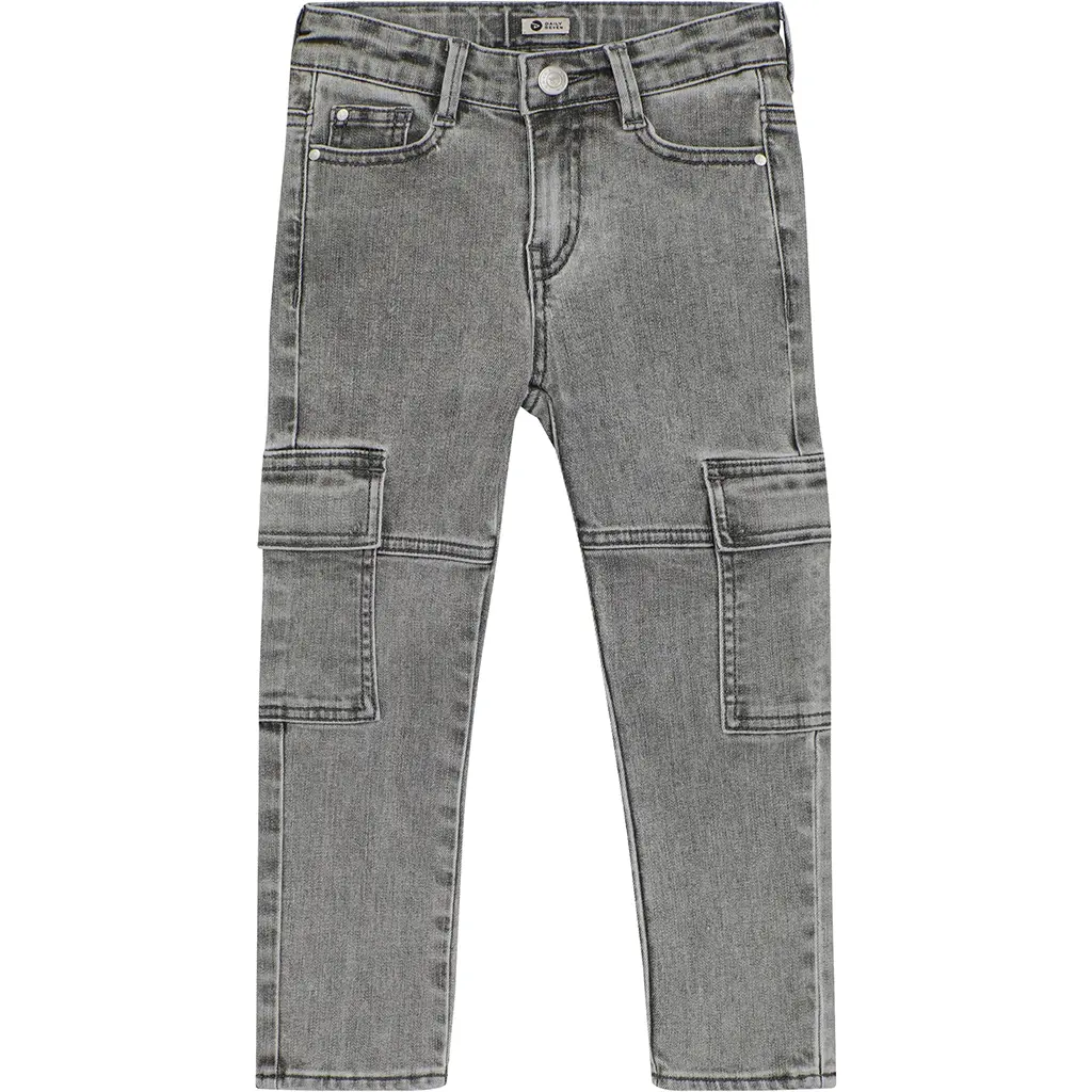 Spijkerbroek straight cargo fit (used grey denim)
