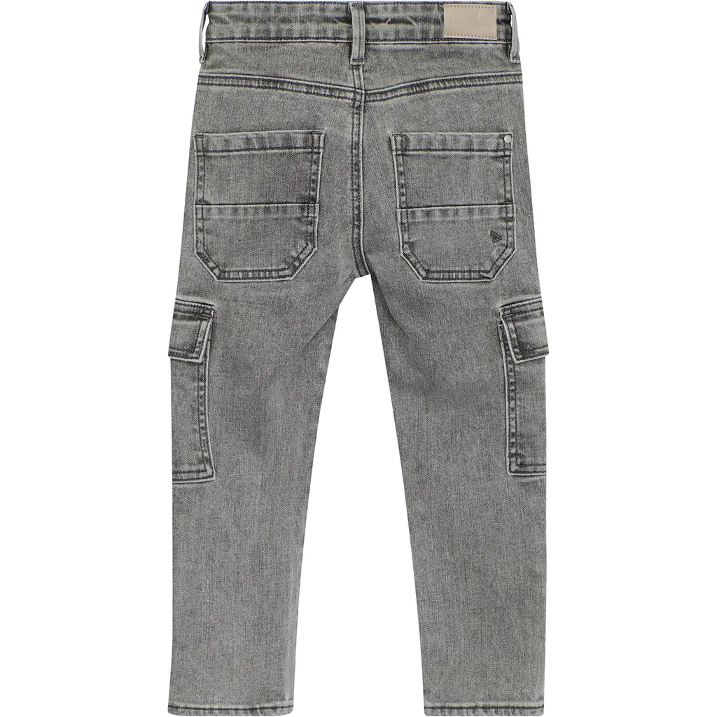 Spijkerbroek straight cargo fit (used grey denim)