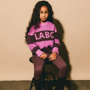 Gebreide trui Rhone (pink stripe aop)