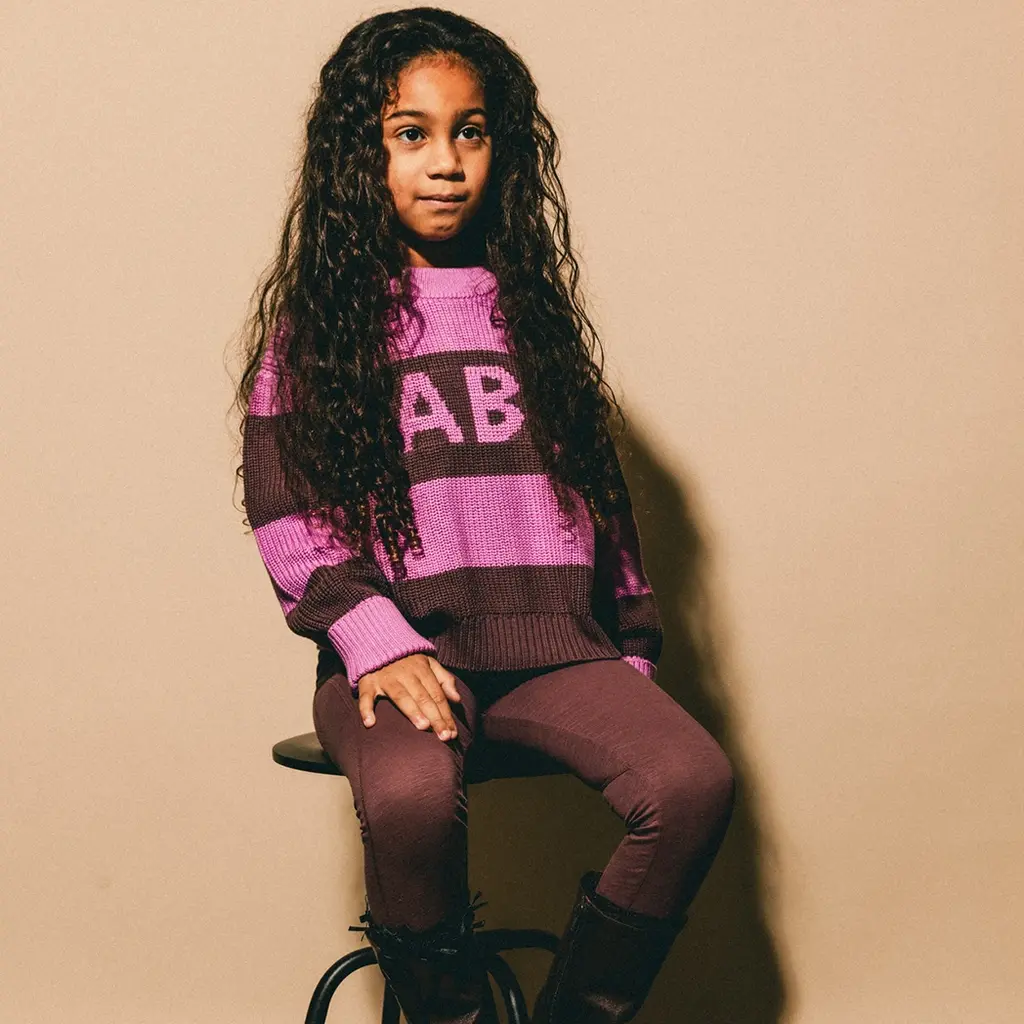 Gebreide trui Rhone (pink stripe aop)