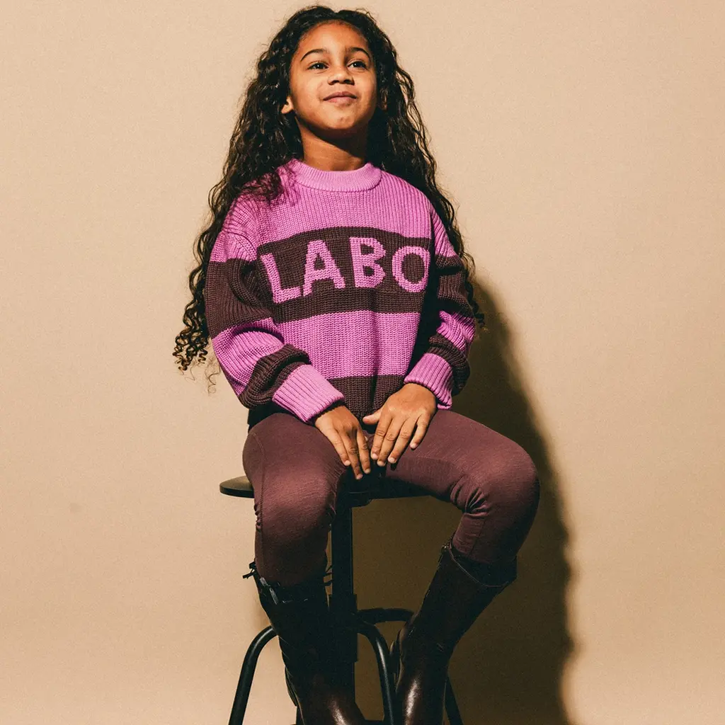 Gebreide trui Rhone (pink stripe aop)