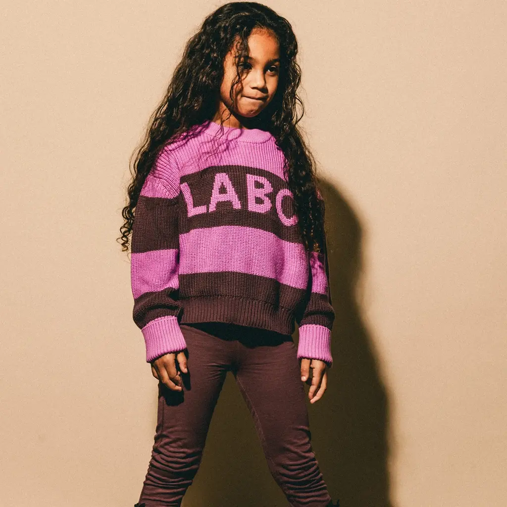 Gebreide trui Rhone (pink stripe aop)