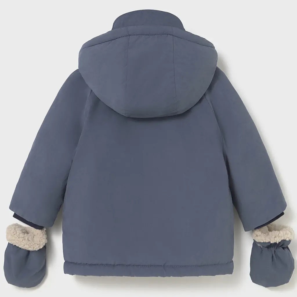 Winterjas parka met wanten (blue whale)